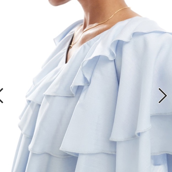 ASOS Light Blue Ruffled Blouse - Picture 2 of 5